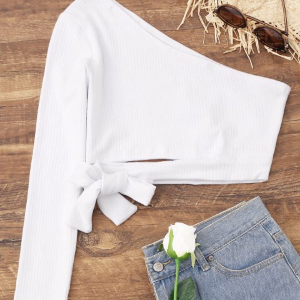 Zaful Tied White Crop Top